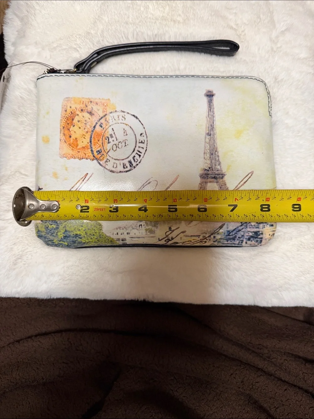 Patricia Nash Discovery Signature Paris Postcard leather wristlet NWT